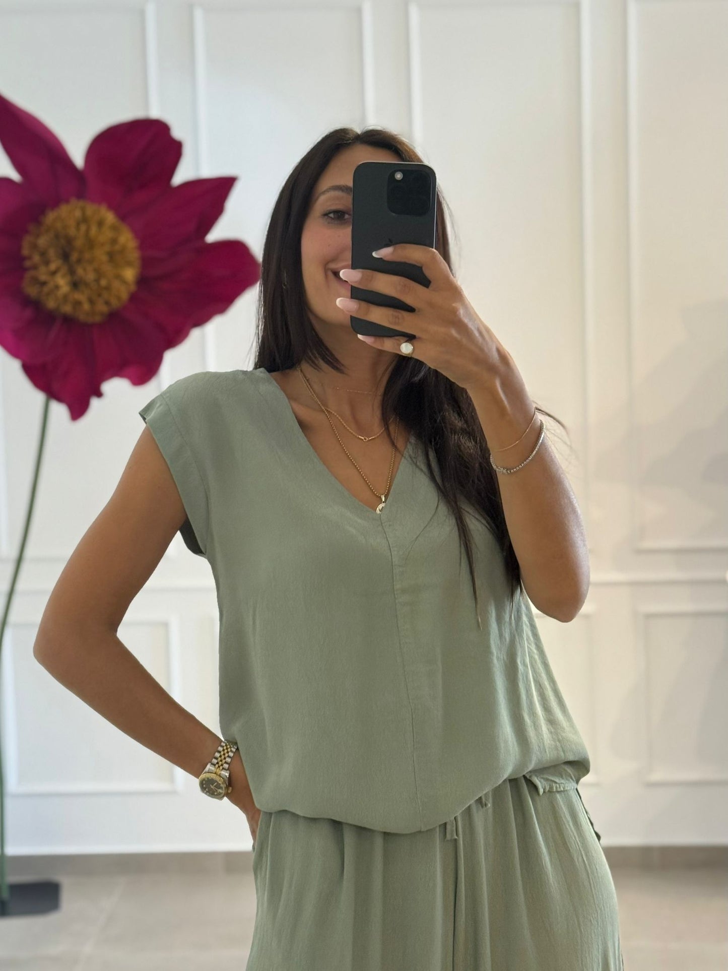 COMPLETO IN TESSUTO FLUIDO MENTA