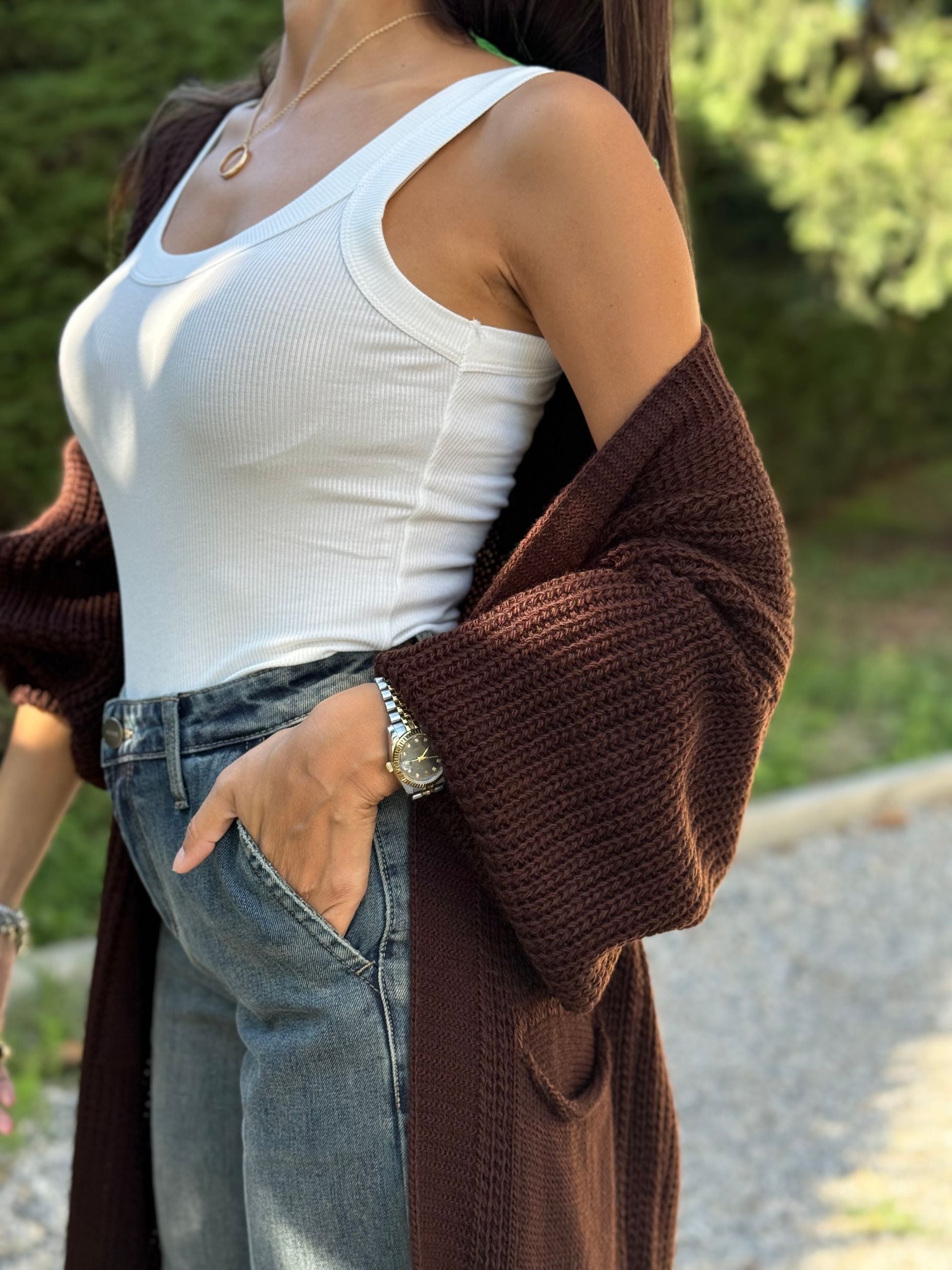 CARDIGAN LUNGO MAGLIA PALLONCINO