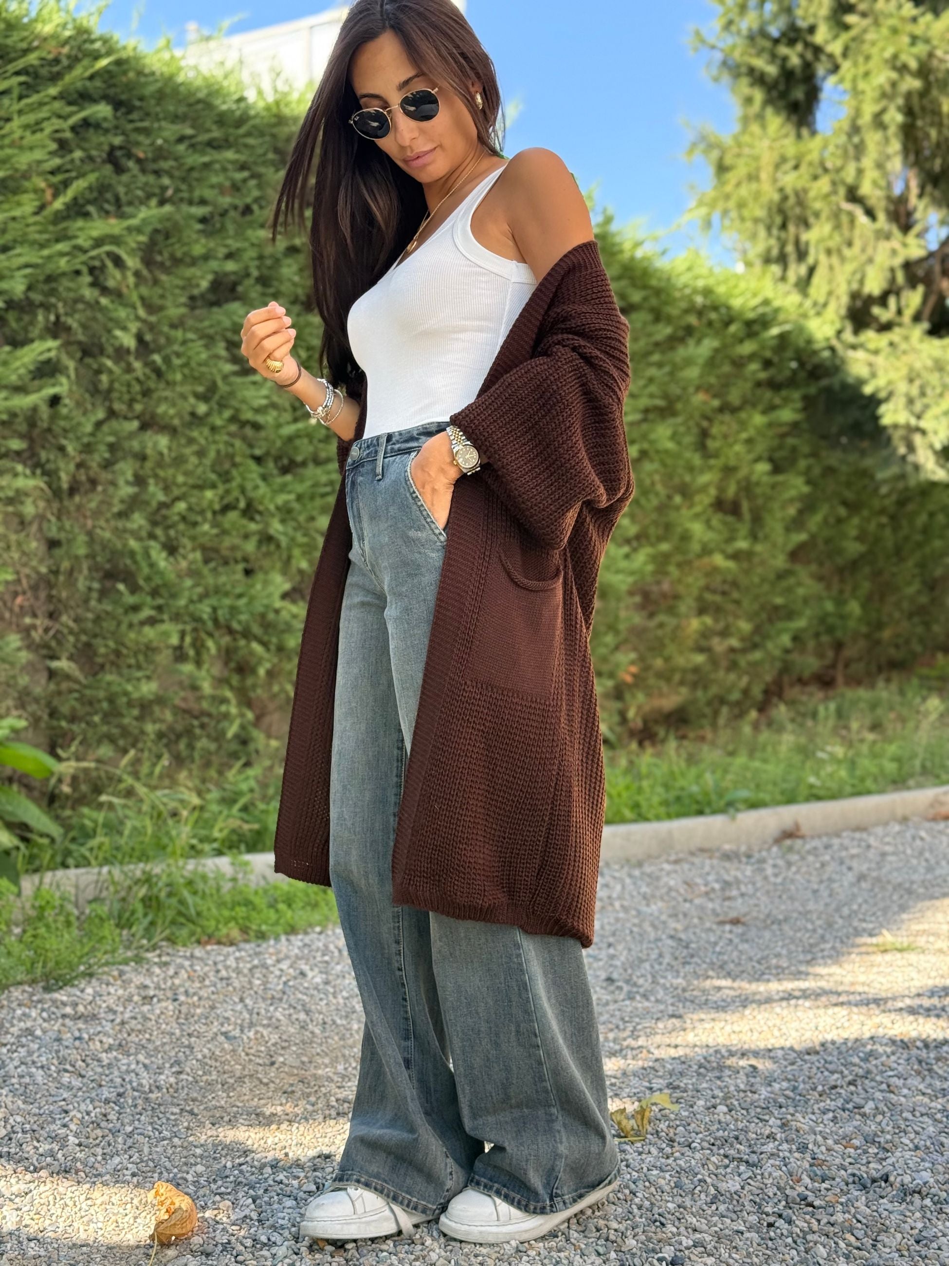CARDIGAN LUNGO MAGLIA PALLONCINO