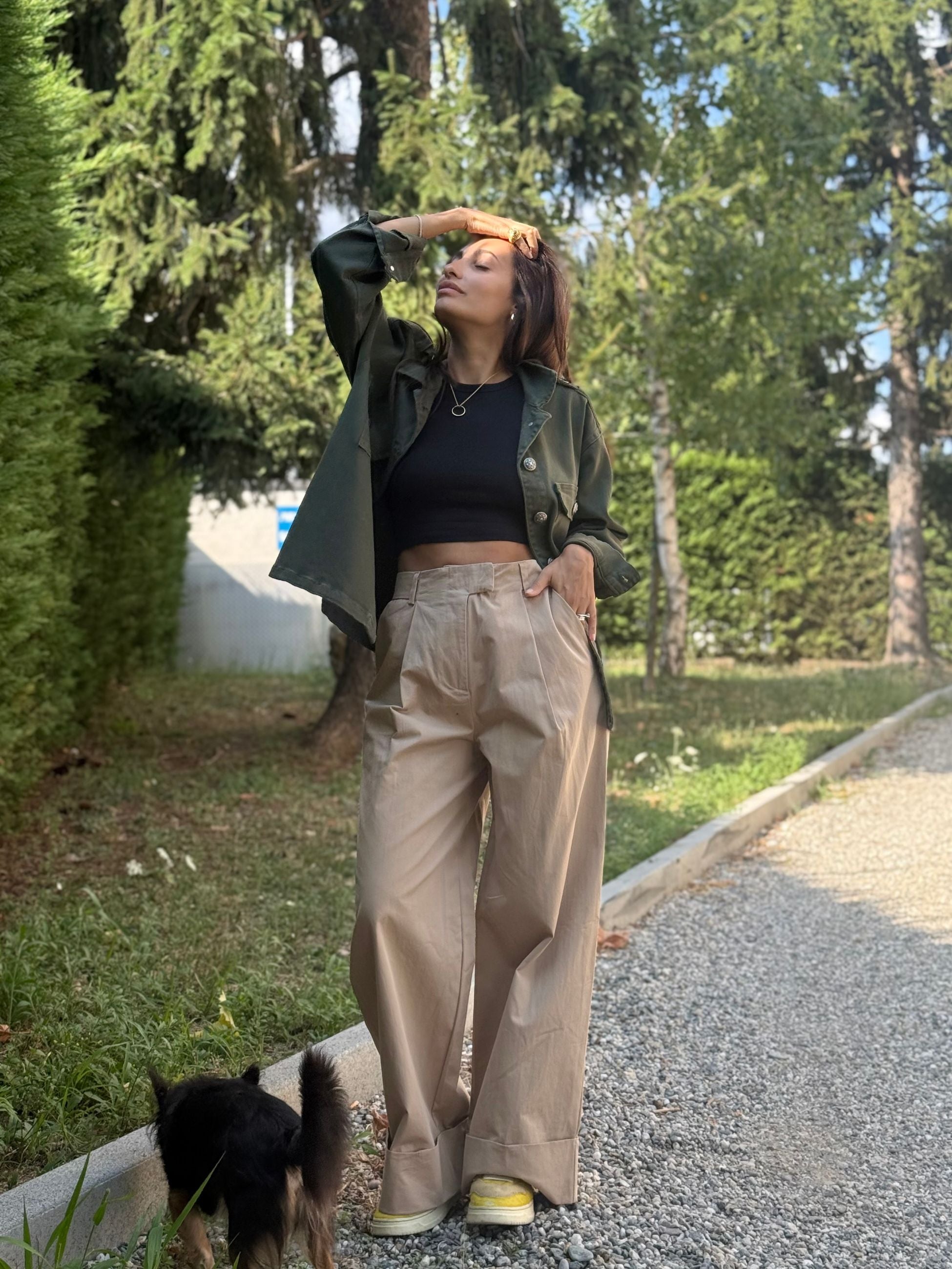 PANTALONE A PALAZZO CON RISVOLTO