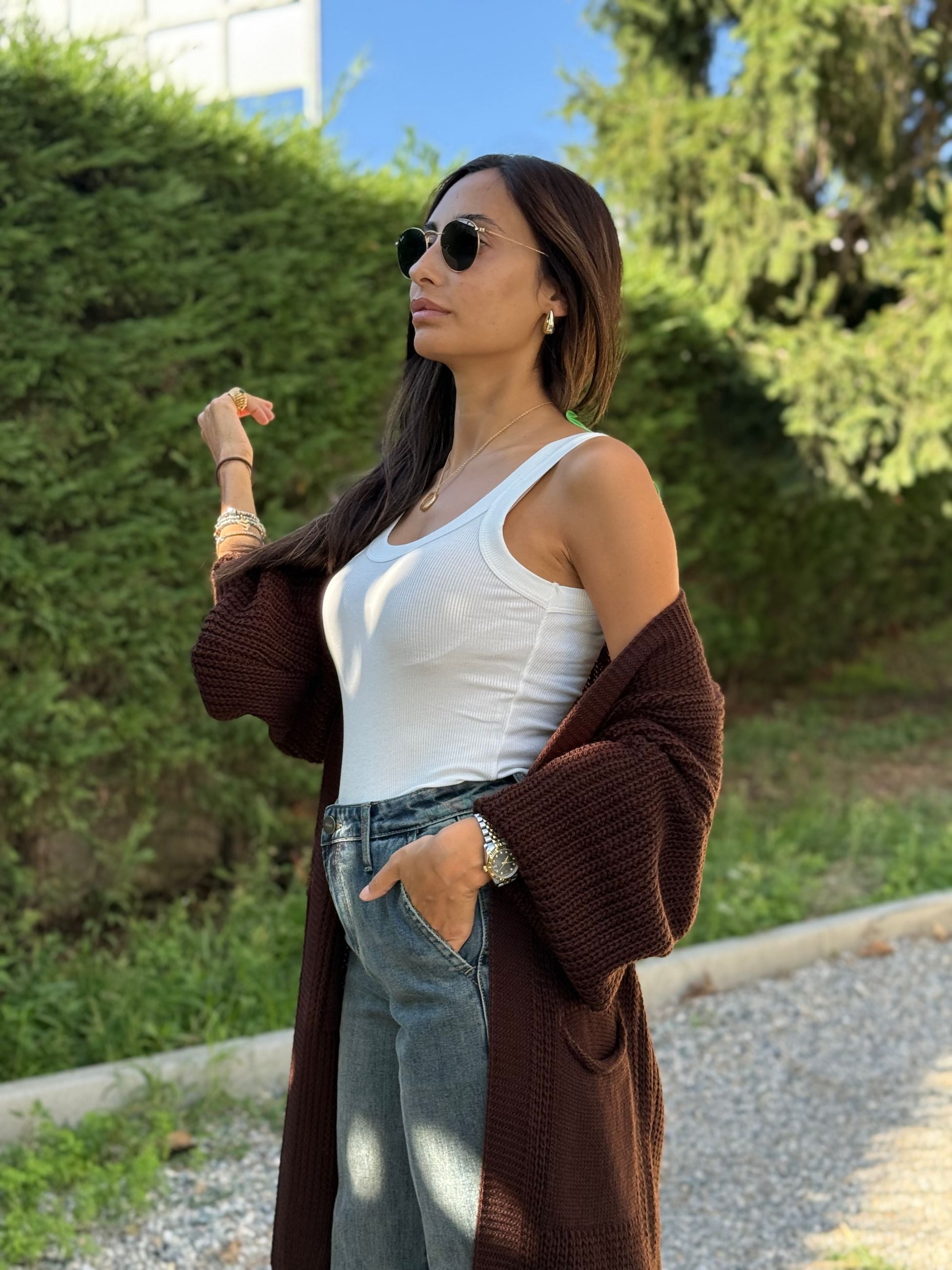 CARDIGAN LUNGO MAGLIA PALLONCINO