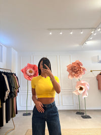 T shirt crop cotone