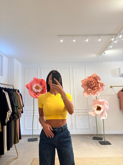 T shirt crop cotone