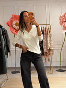 T shirt manica lunga bottoni sul collo