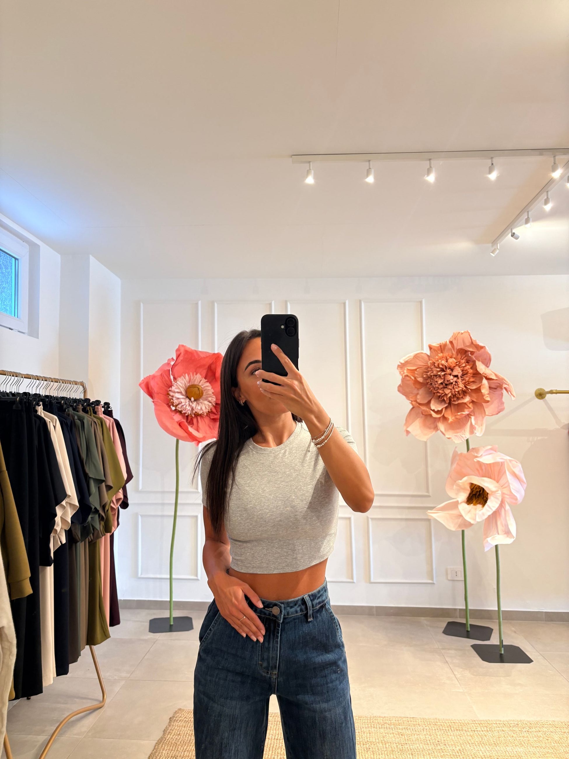 T shirt crop cotone