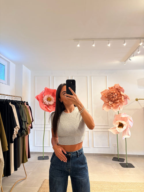 T shirt crop cotone