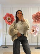 Cardigan a righe, trama spessa