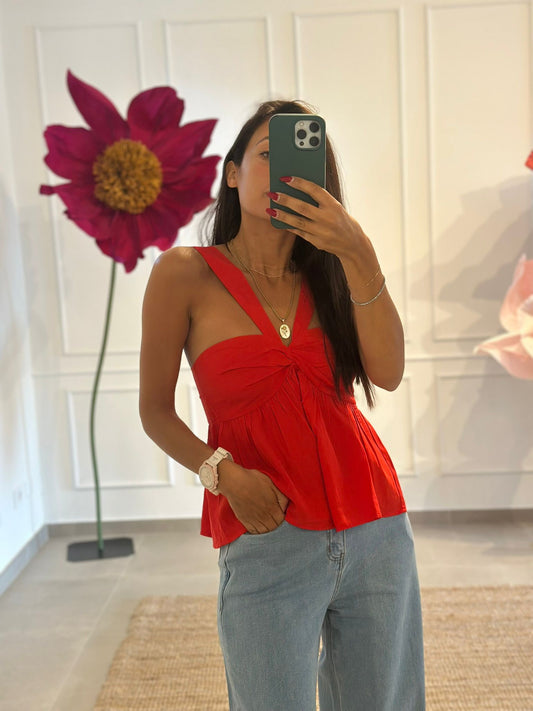 TOP ROSSO CON NODO FRONTALE