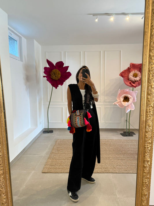 COORDINATO CON GILET E PANTALONE NERO