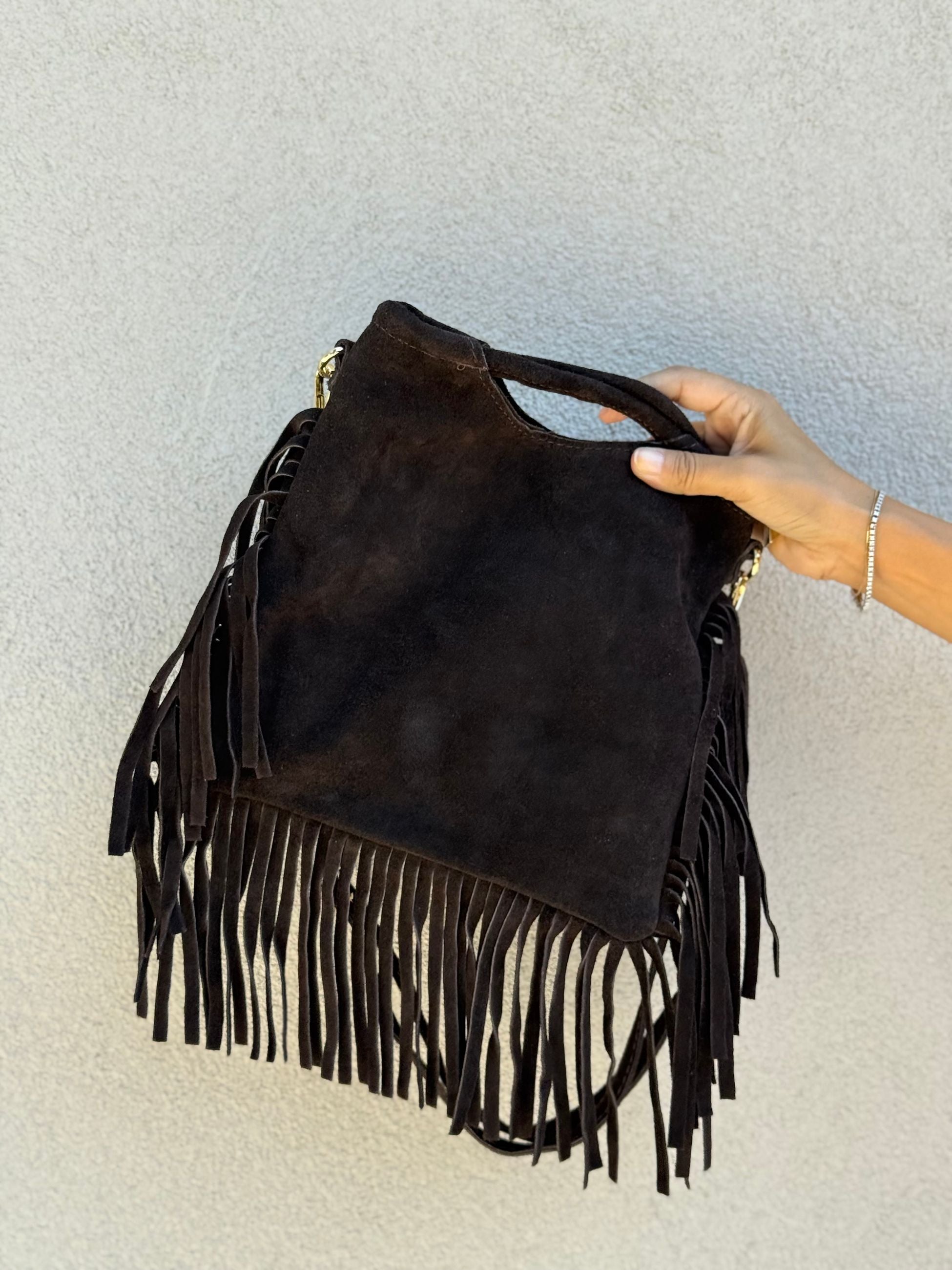 BORSA IN CAMOSCIO FRANGE