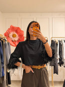 Maglia crop piume 158