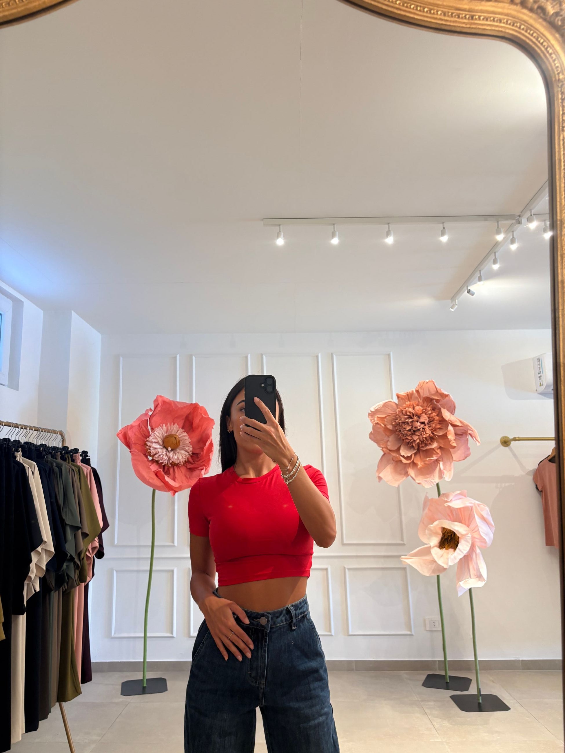 T shirt crop cotone