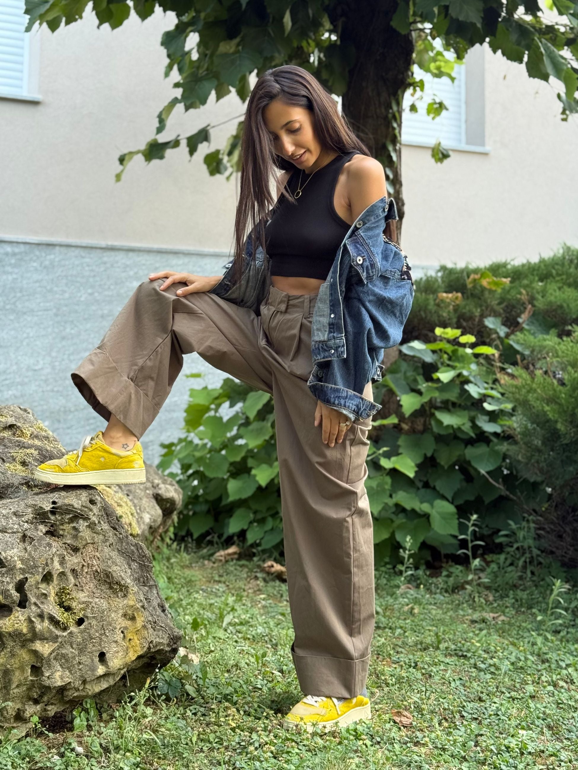 PANTALONE A PALAZZO CON RISVOLTO