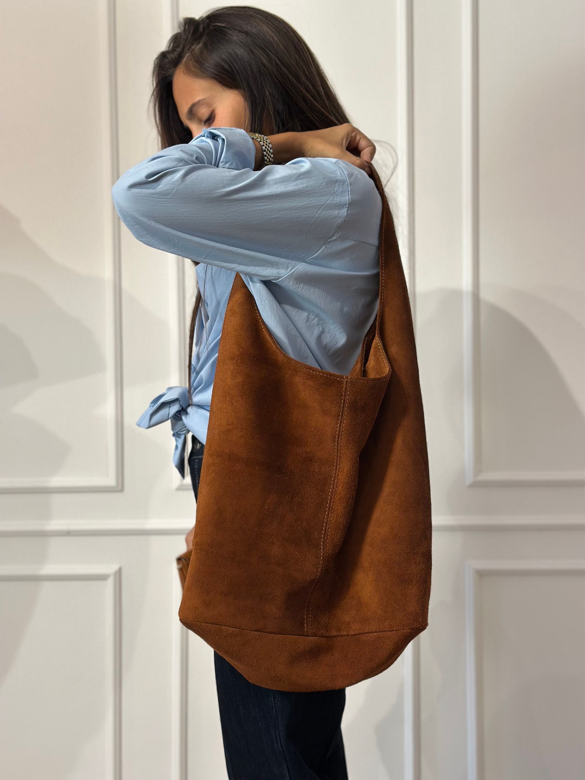 BORSA SCAMOSCIATA VERA PELLE