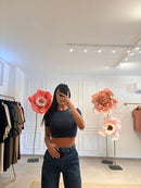 T shirt crop cotone