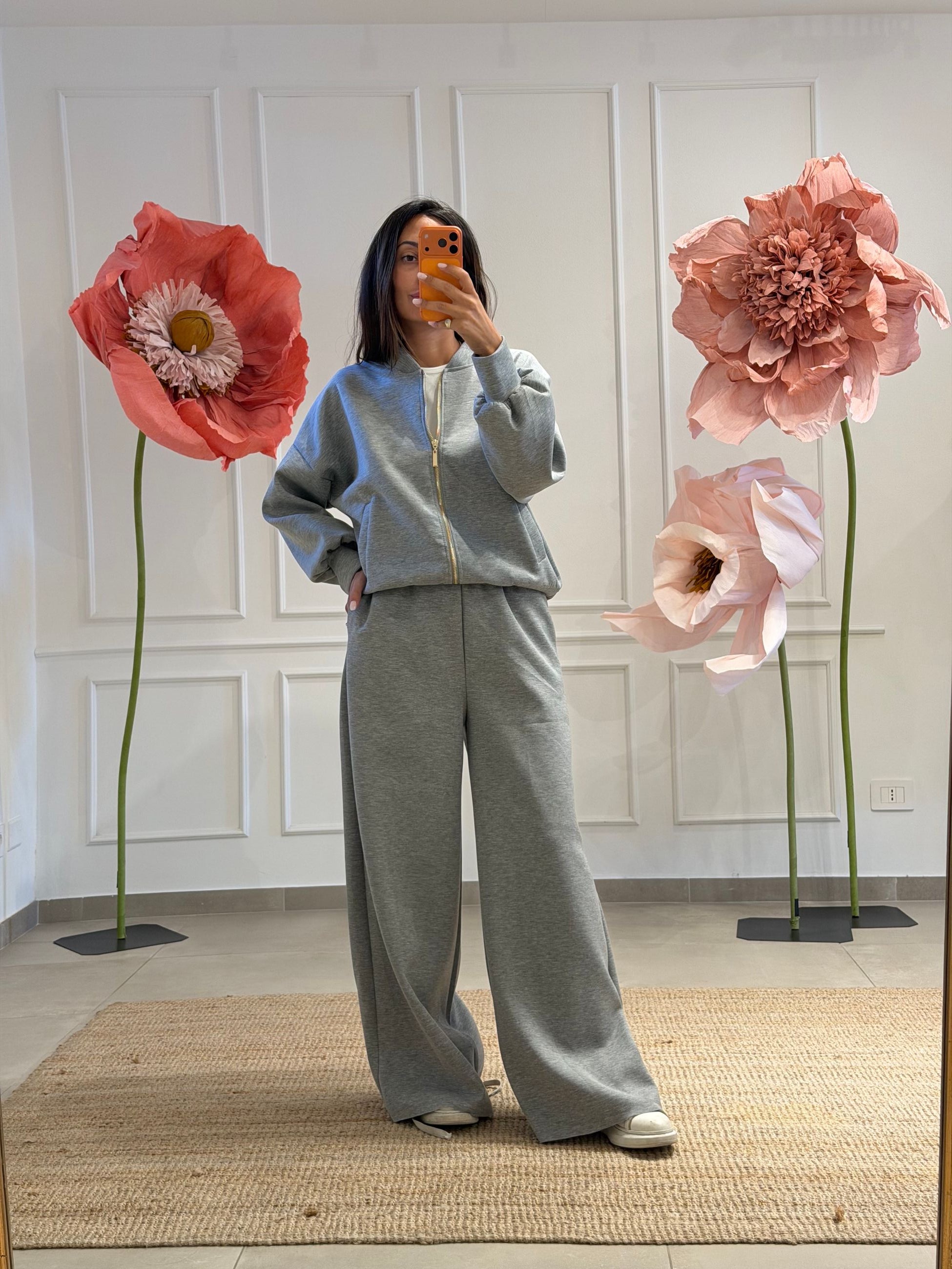 Tuta Scuba con Zip e pantalone a palazzo