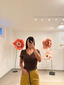 T shirt crop con arriccio