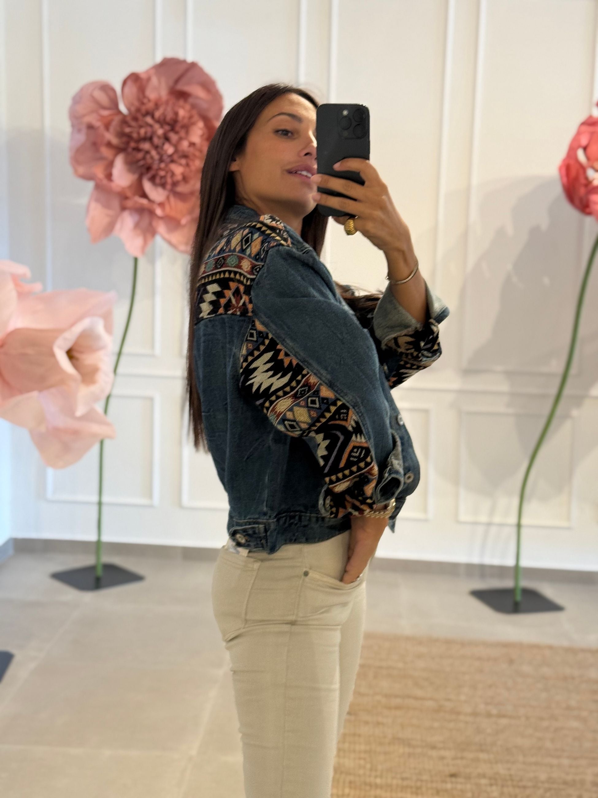 GIACCA IN JEANS CON INSERTI