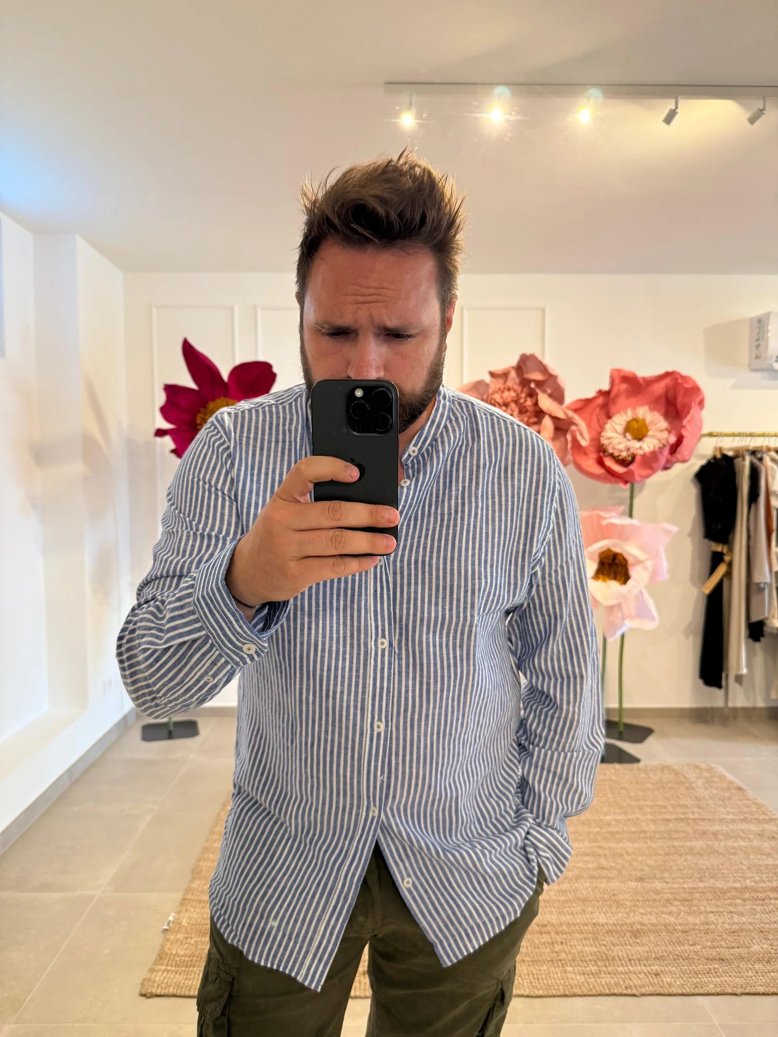 CAMICIA BACCHETTATA BLU E AZZURRA