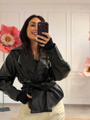 GIACCA SPALMATA CON CINTURA