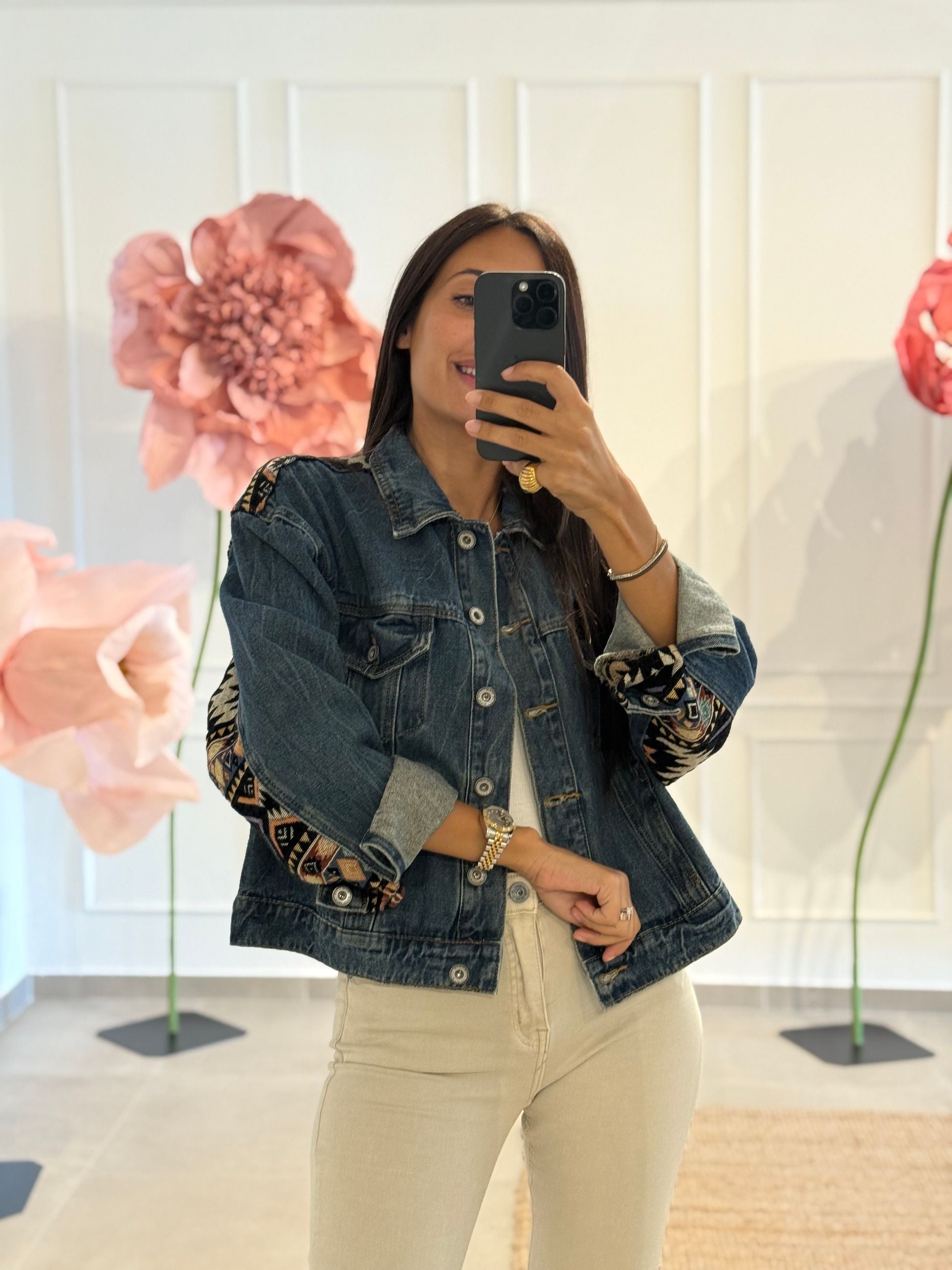 GIACCA IN JEANS CON INSERTI